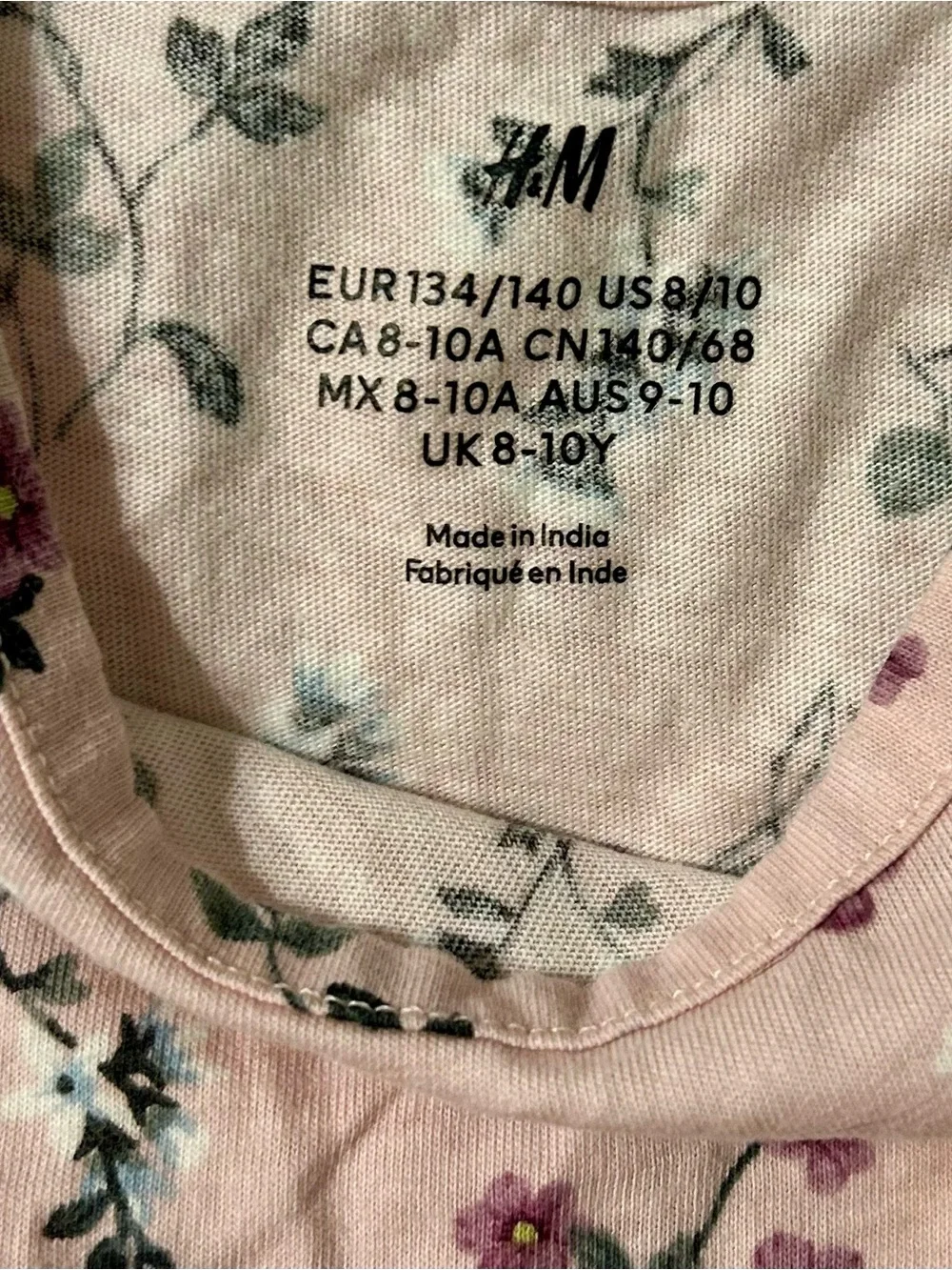 H&M Girls Light Pink Floral Sleeveless Casual Dress